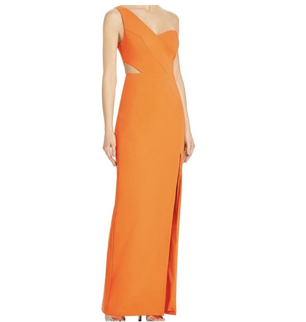 Aiden Mattox Orange Crepe Cut Out Dress Size 8 NWT